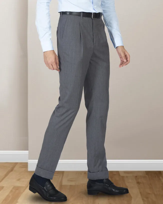 Non Restrictive Washable Wool Pants: Plain Mid Grey