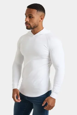 Casual Chic Look Hooded Top in White