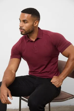 Durable Fabric Athletic Fit Polo Shirt In Burgundy