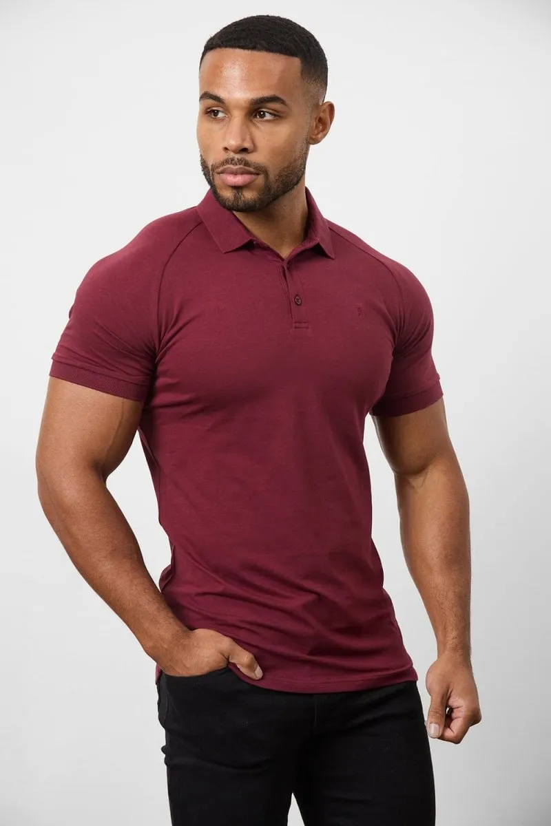 Athletic Fit Polo Shirt In Burgundy Dimensional Stability Weave Formal Edge