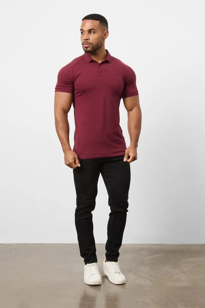 Athletic Fit Polo Shirt In Burgundy QuickDry Technology SingleJersey Knit