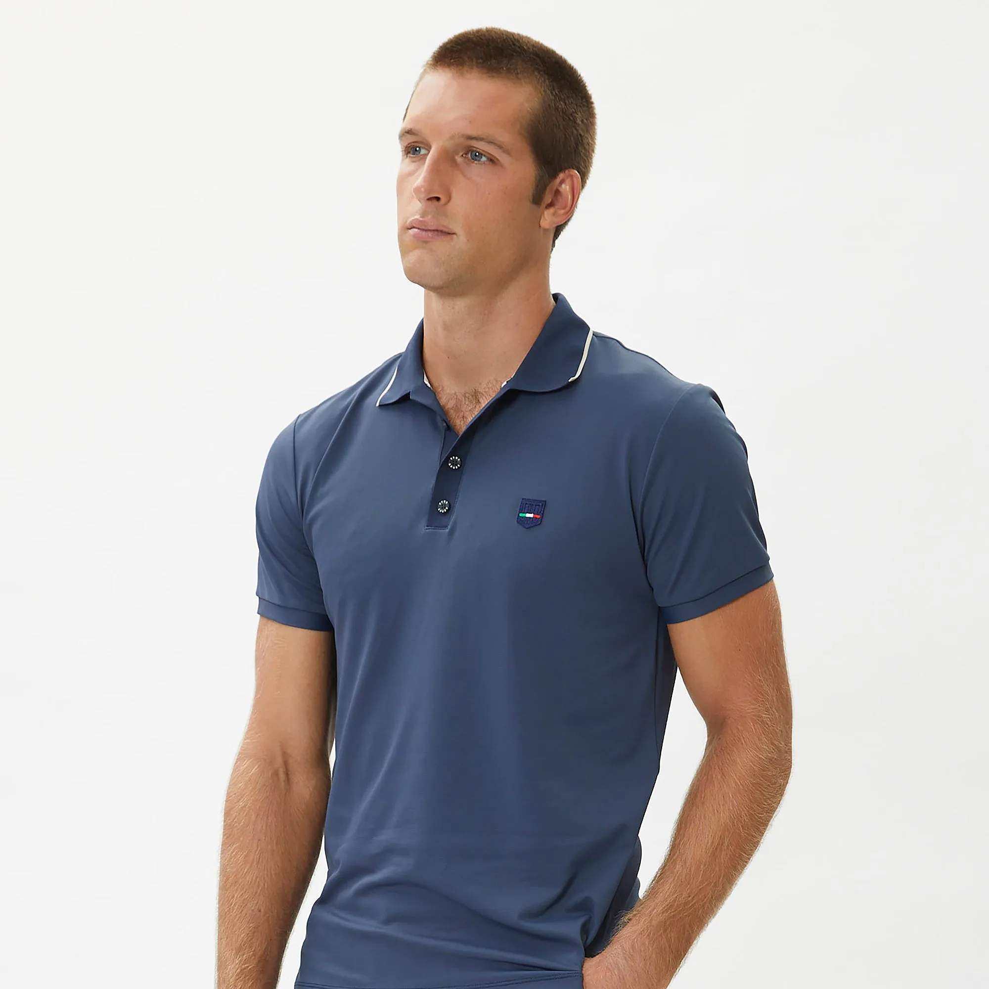 ZeroIrritation Seams Retro III Polo - Oceano di Mezzanotte / Tan