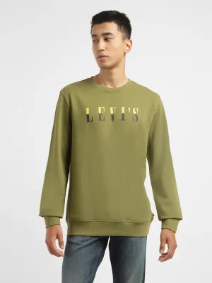 Extended Back Length Men's Brand Logo Crew Neck Sweatshirt