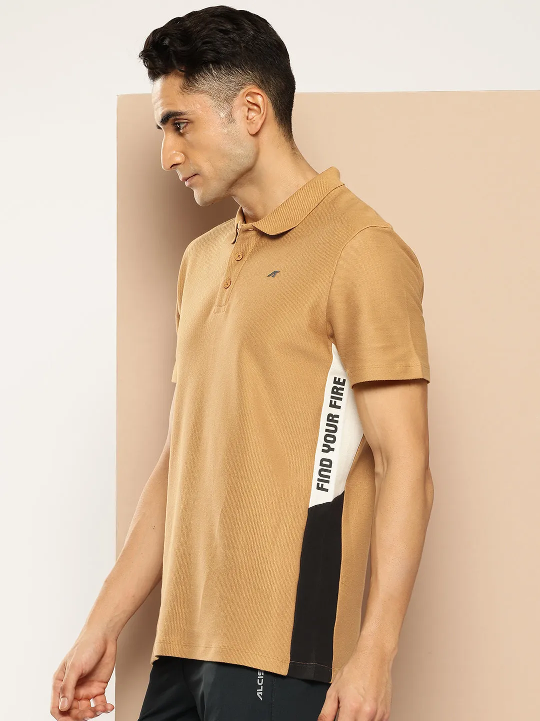 Graphical Panel Polo T-Shirt Spring Summer
