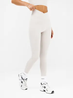 Petite Size Durable Stitch Ultimate Crossover Leggings - Ivory