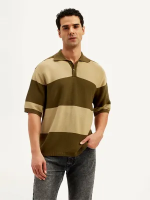 Men's Colorblock Loose Fit Polo T-Shirt Classic Comfort
