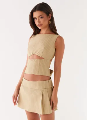 Petite Chic Miki Mini Skirt - Beige Stripe