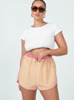 Bold Core Leah Gingham Track Shorts Orange