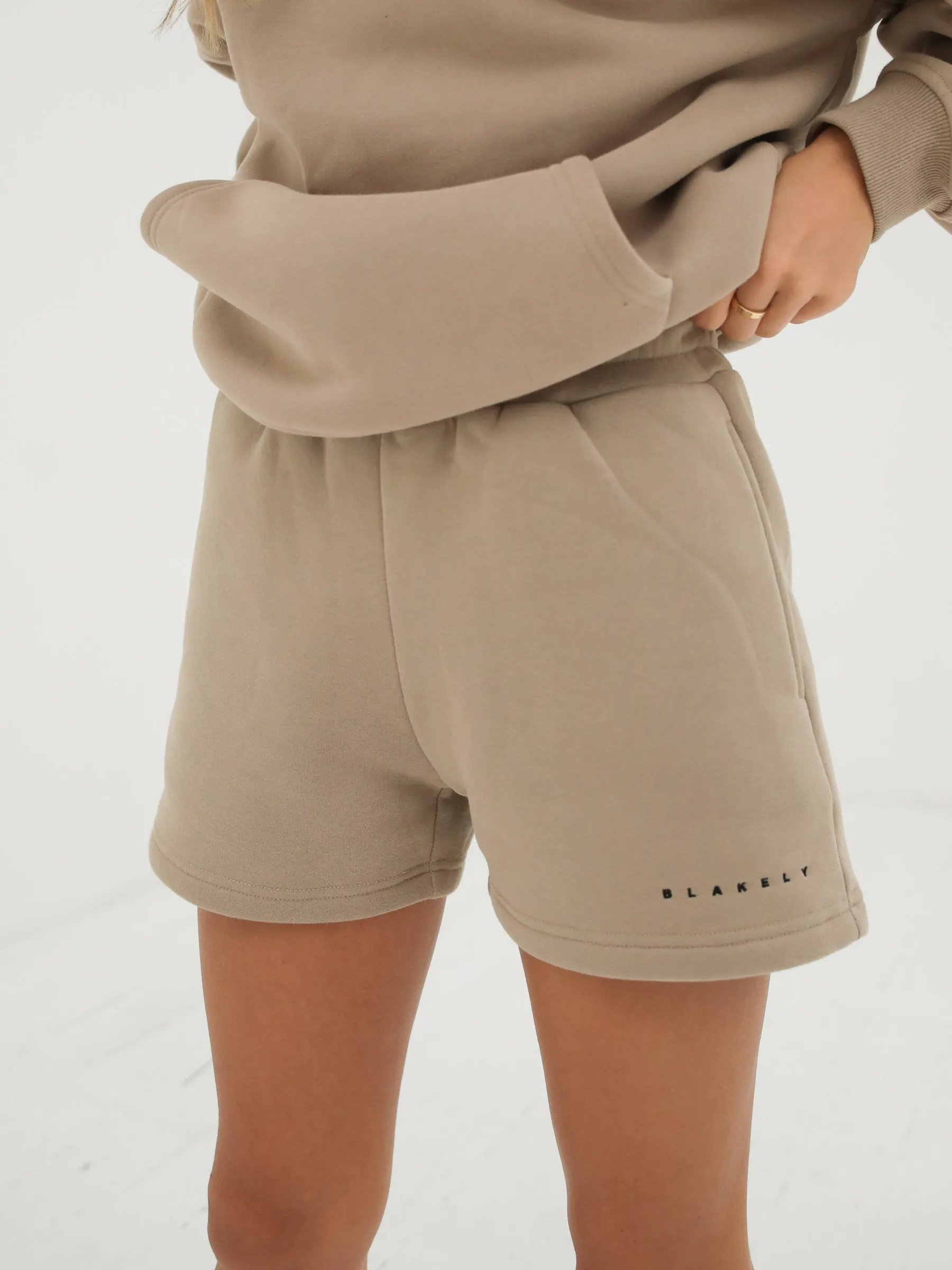 Isabel Jogger Shorts - Tan Travel Ready