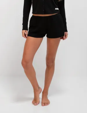 Sweat Wicking Technology Soft Waffle Shorts - Black