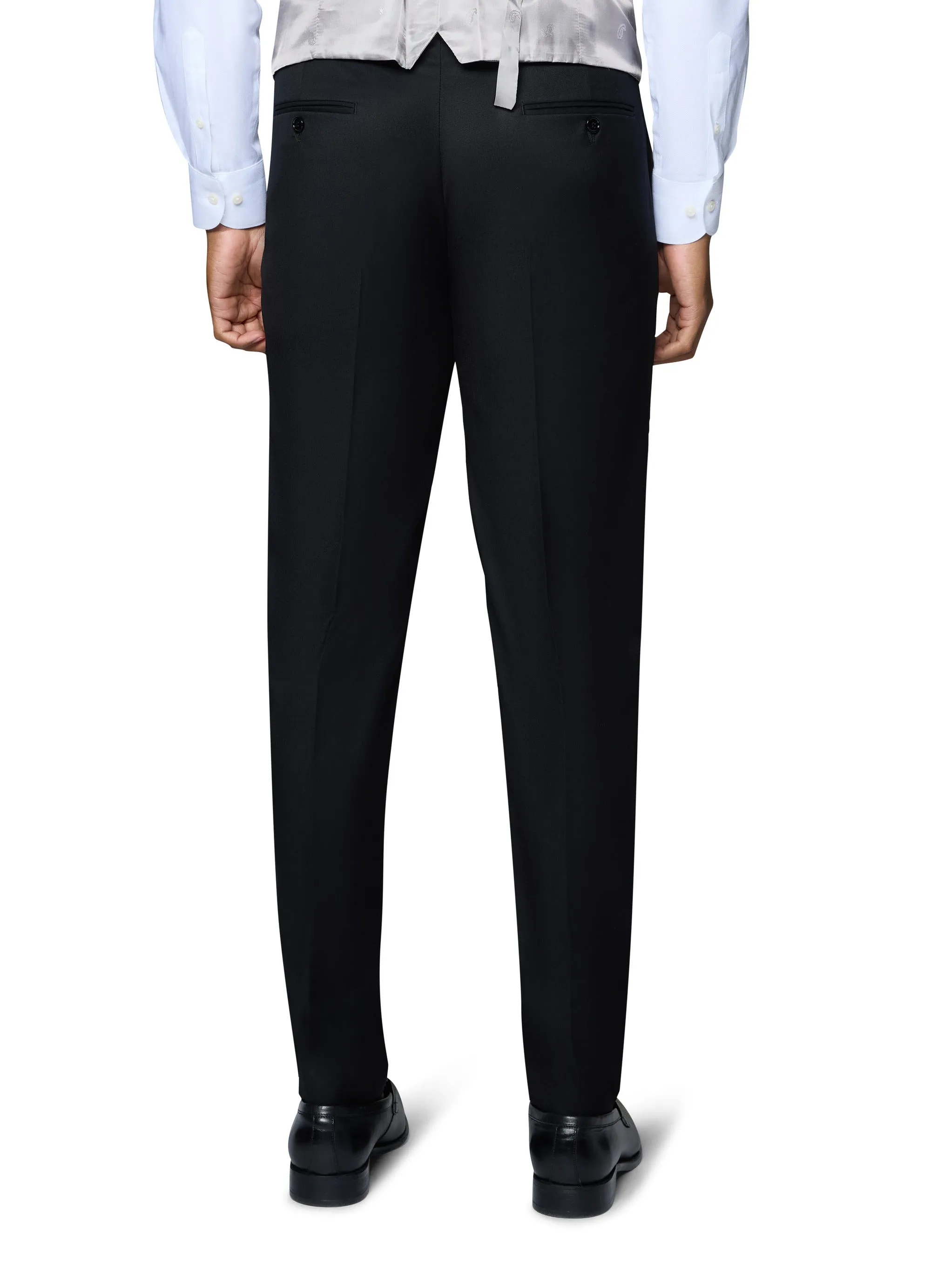 Bergamo Orange Solid Slim Fit Pants - Black TailoredSilhouette Basic Stretch