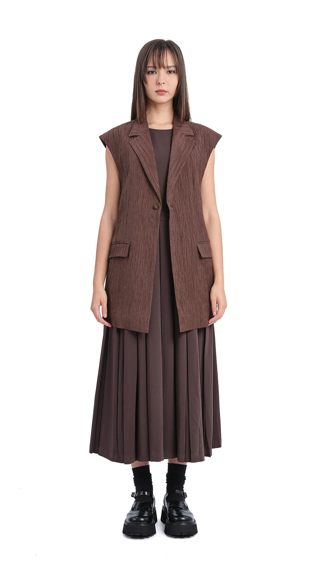 FlexibleCollarDesign Pleated Cut-out Dress