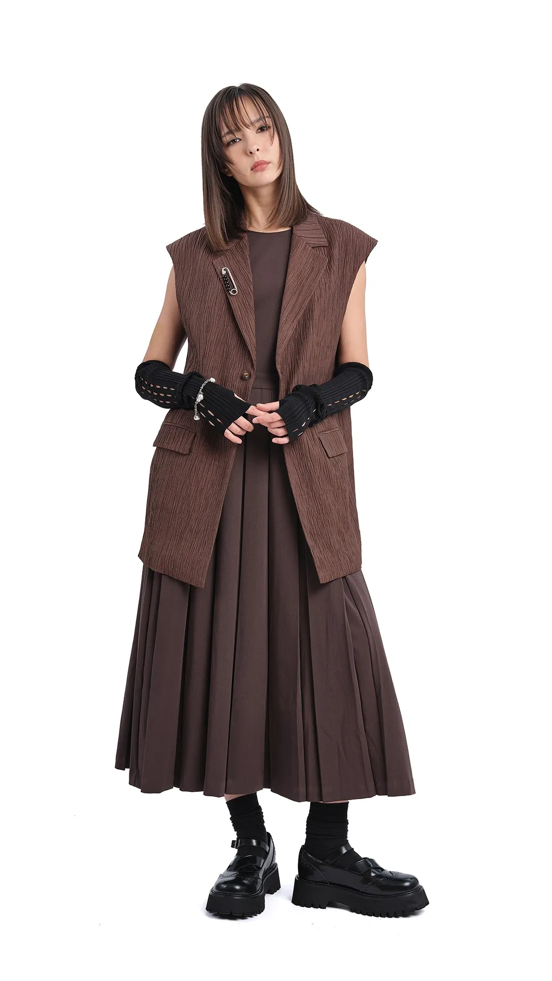 Pleated Cut-out Dress SmoothFinish