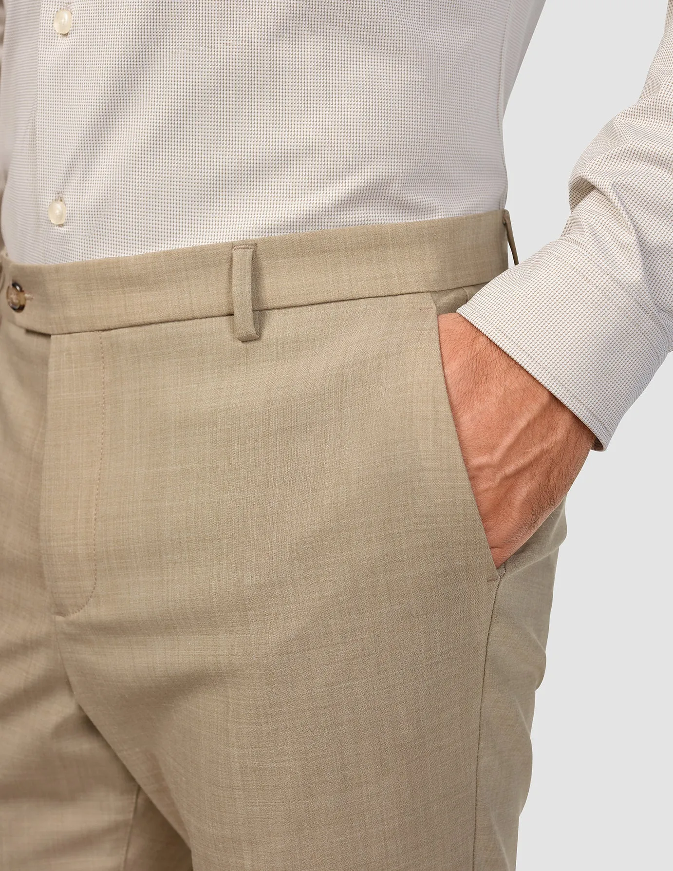 SoftLining Tech Wool Suit Pants Slim Sand