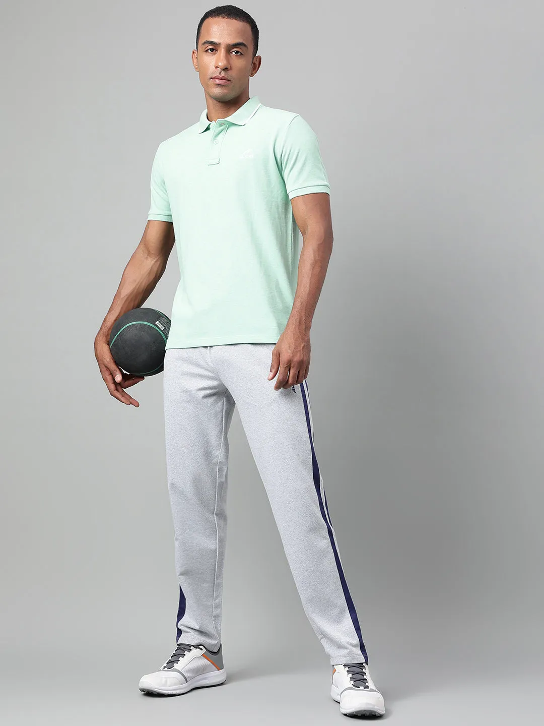 Smart Outfit Alcis Men's Sea Green Melange Soft-Touch Regular-Fit Athleisure Polo T-Shirt