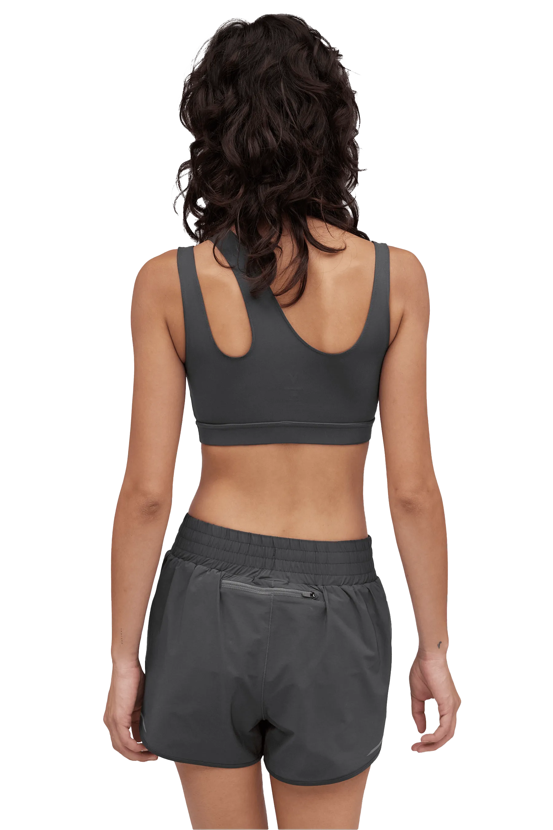 SPORTS BRA ASYMMETRIC - Dark Gray Ribbed cuffs seams