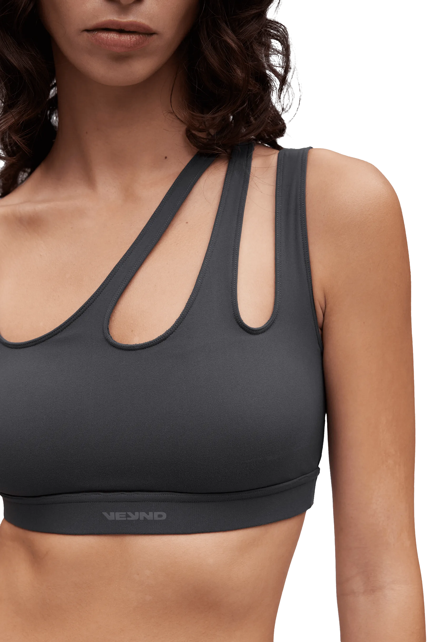 SPORTS BRA ASYMMETRIC - Dark Gray Easy Band Striped