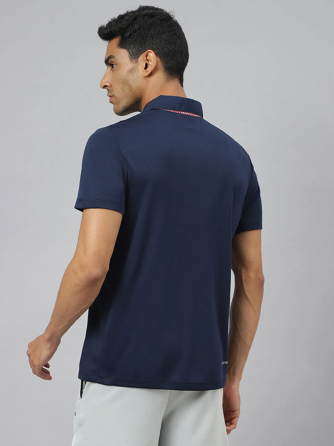 Alcis Men Navy Train-Tech Anti-Static Slim-Fit Training Polo T-Shirt Retro Vibe Stylish Comfort