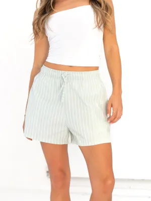 Elodie Stripe Shorts - Green construction work