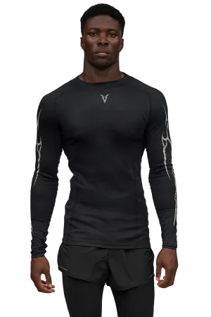 Vibrant Patterns Chafe Resistant Edges LONG SLEEVED T-SHIRT GRAY VEINS GRAPHIC - Black Neon Brights