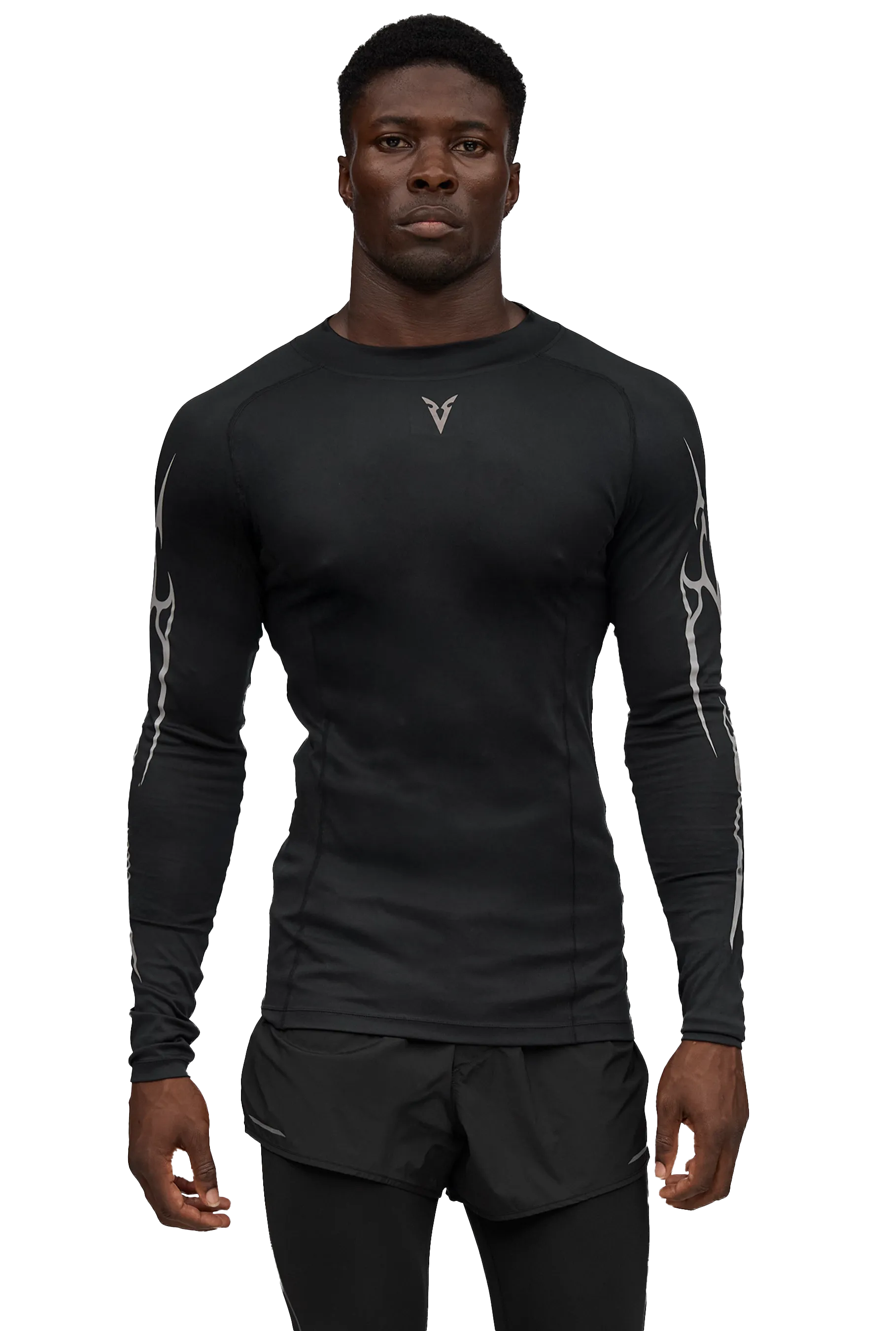 Vibrant Patterns Chafe Resistant Edges LONG SLEEVED T-SHIRT GRAY VEINS GRAPHIC - Black Neon Brights