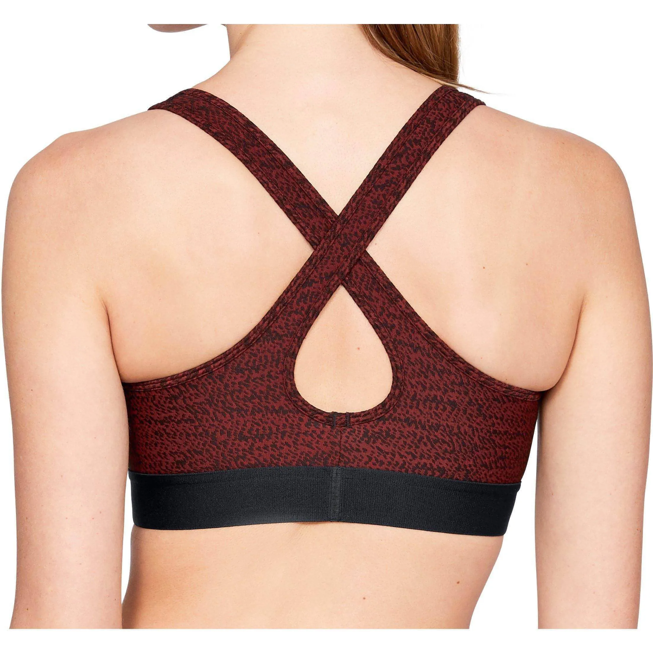 Under Armour Crossback Jacquard Womens Sports Bra - Red Seamless Shape Tension Distribution Weave