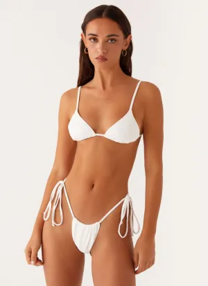 Calista Bikini Top - White Matte Look Bonded Seamless Edge
