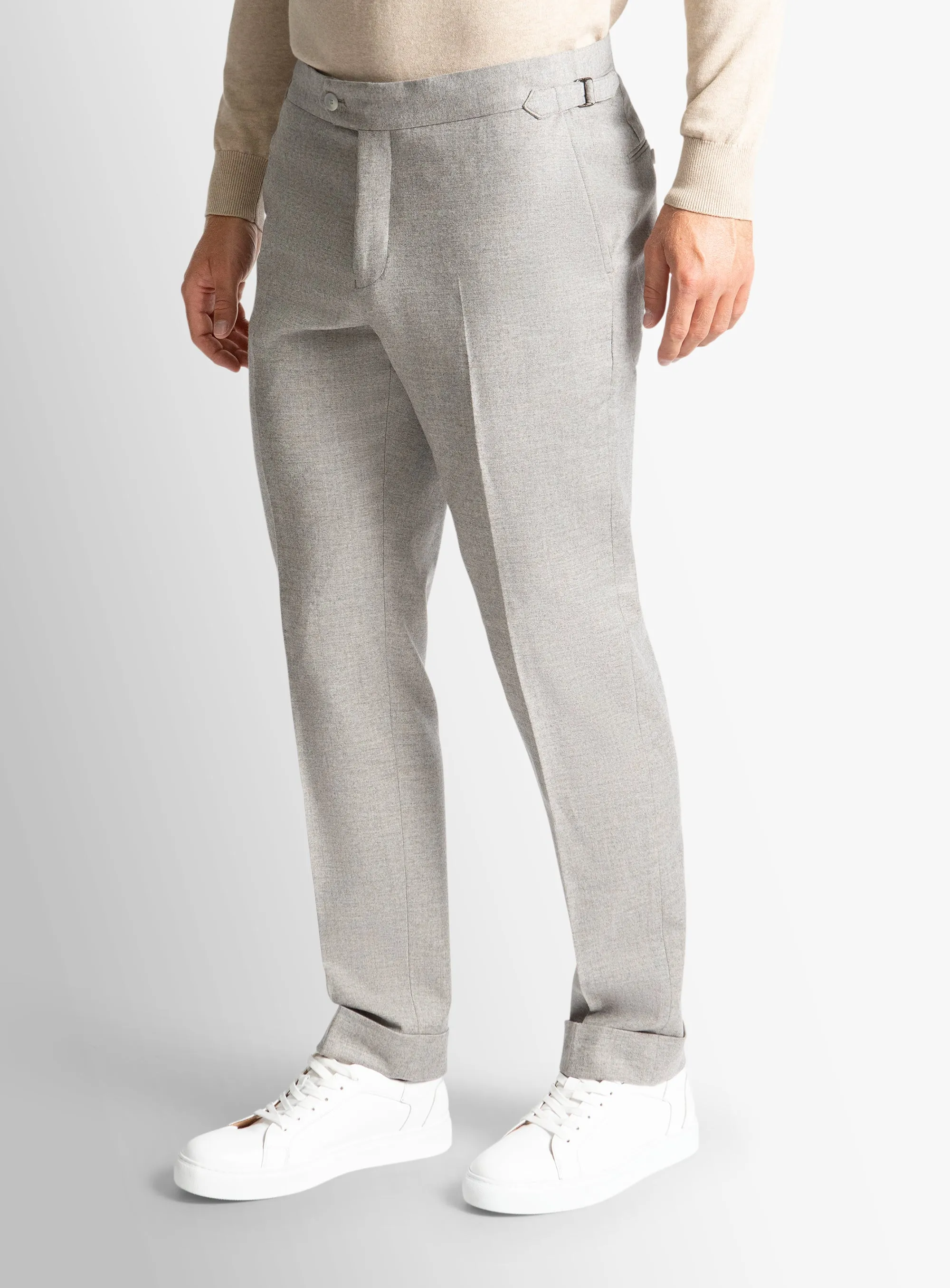 Comfortable Stretch Argenta Flannel Silver Trousers
