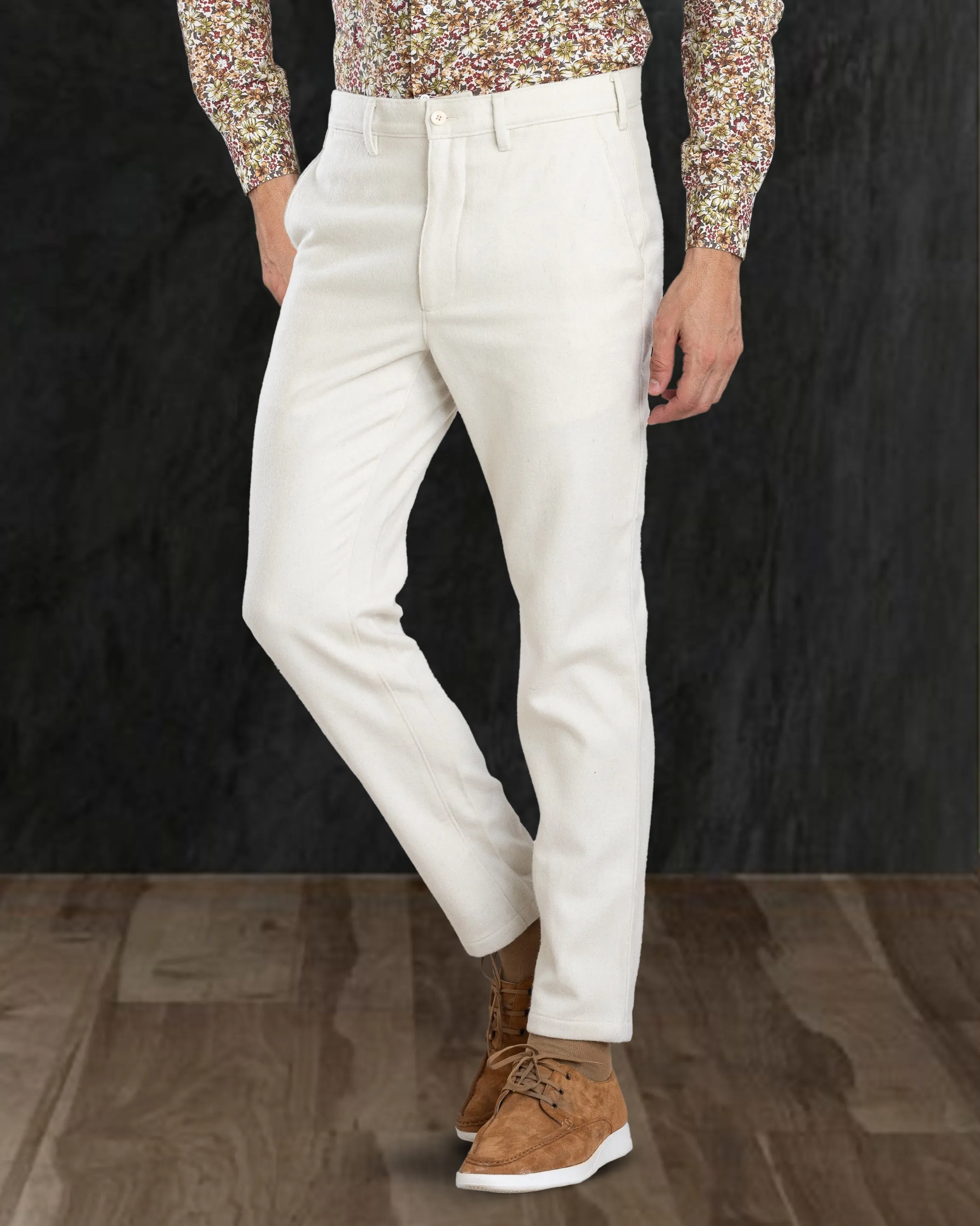 Breathable Material Cream Wool Chino
