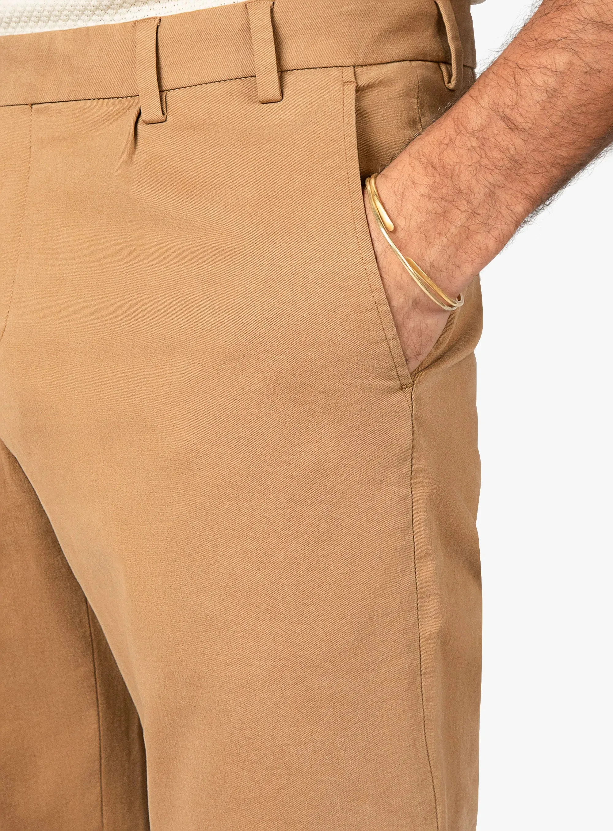 Practical Fit Carmine Pleated Tan Chino Pants