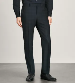 Reflective accents Modern Fit Black Plaid Suit Pants
