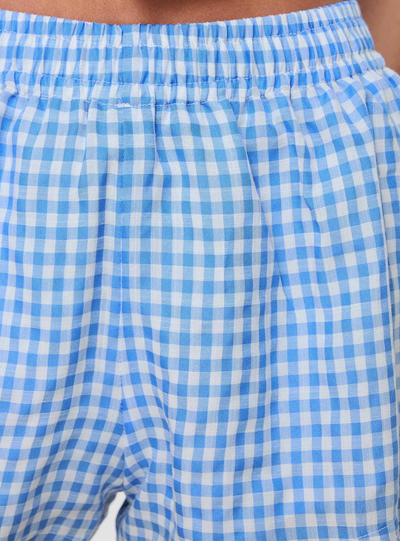Music Mood WrinkleResistantClothing Beach House Shorts Blue / White Gingham