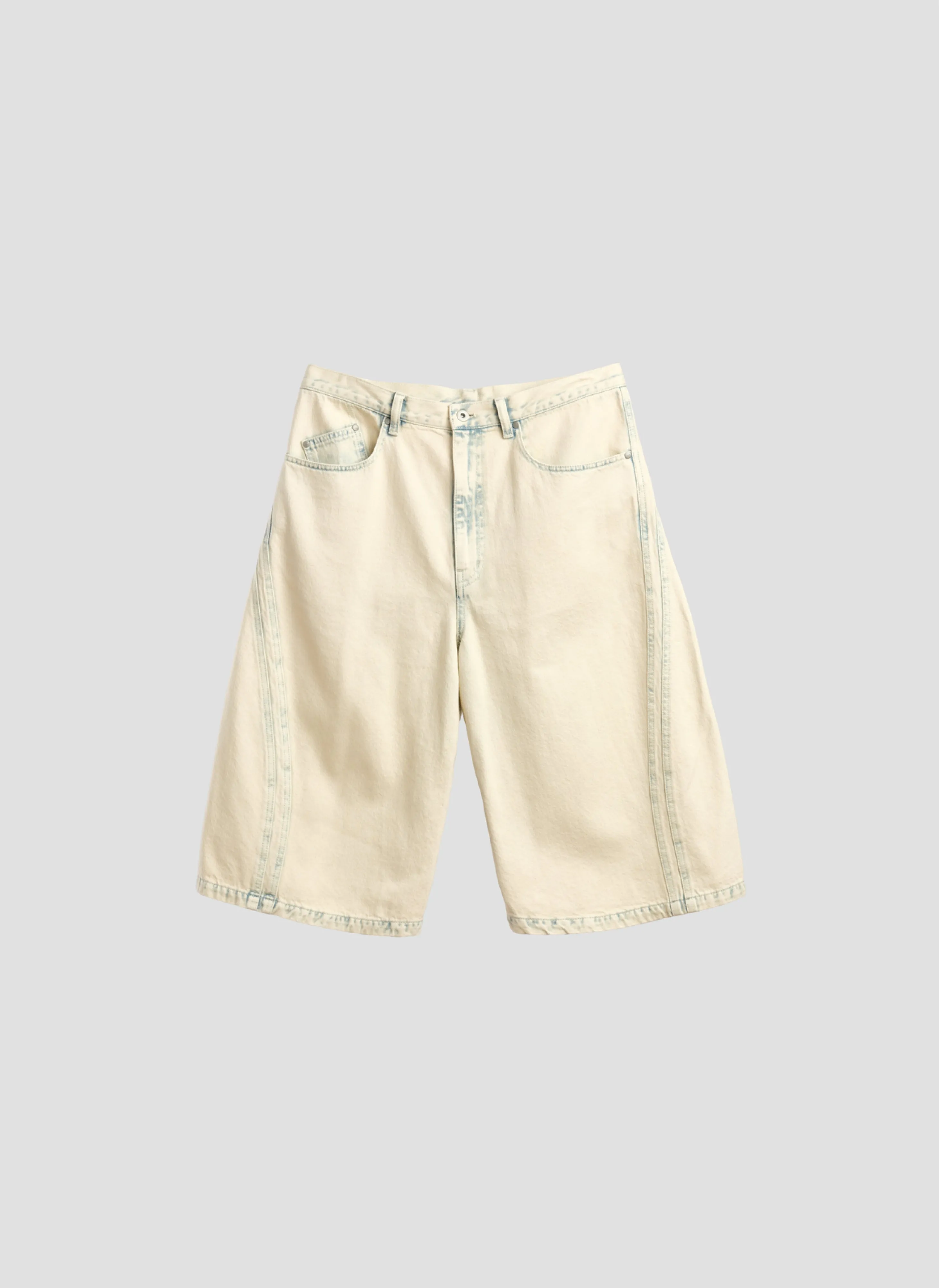 Bleached Wash Cotton Denim Shorts Snug fit