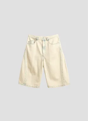 Bleached Wash Cotton Denim Shorts Snug fit