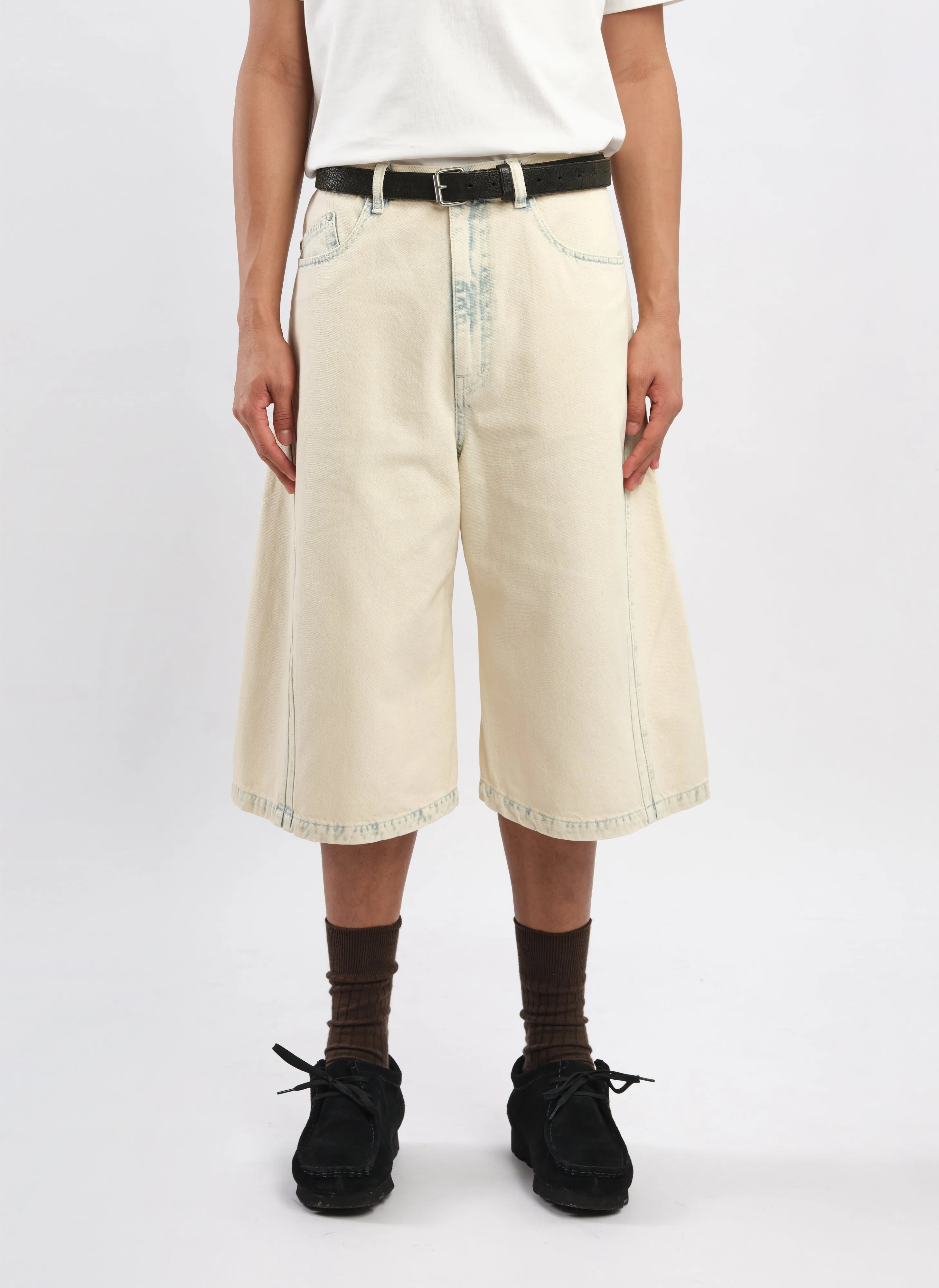 Bleached Wash Cotton Denim Shorts UVProtectionFabric