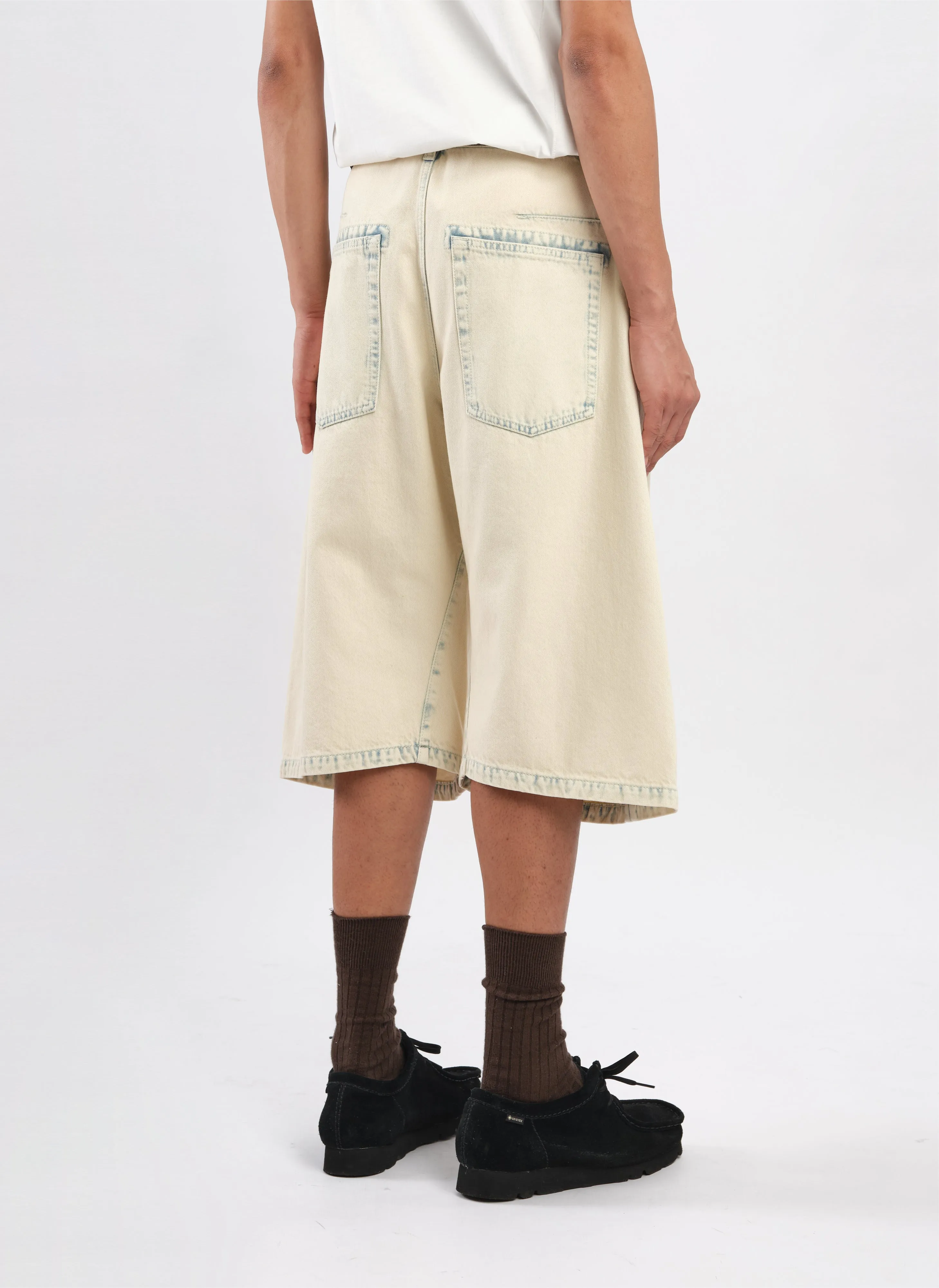 Bleached Wash Cotton Denim Shorts SmoothFinish MultiDirectionalFlex