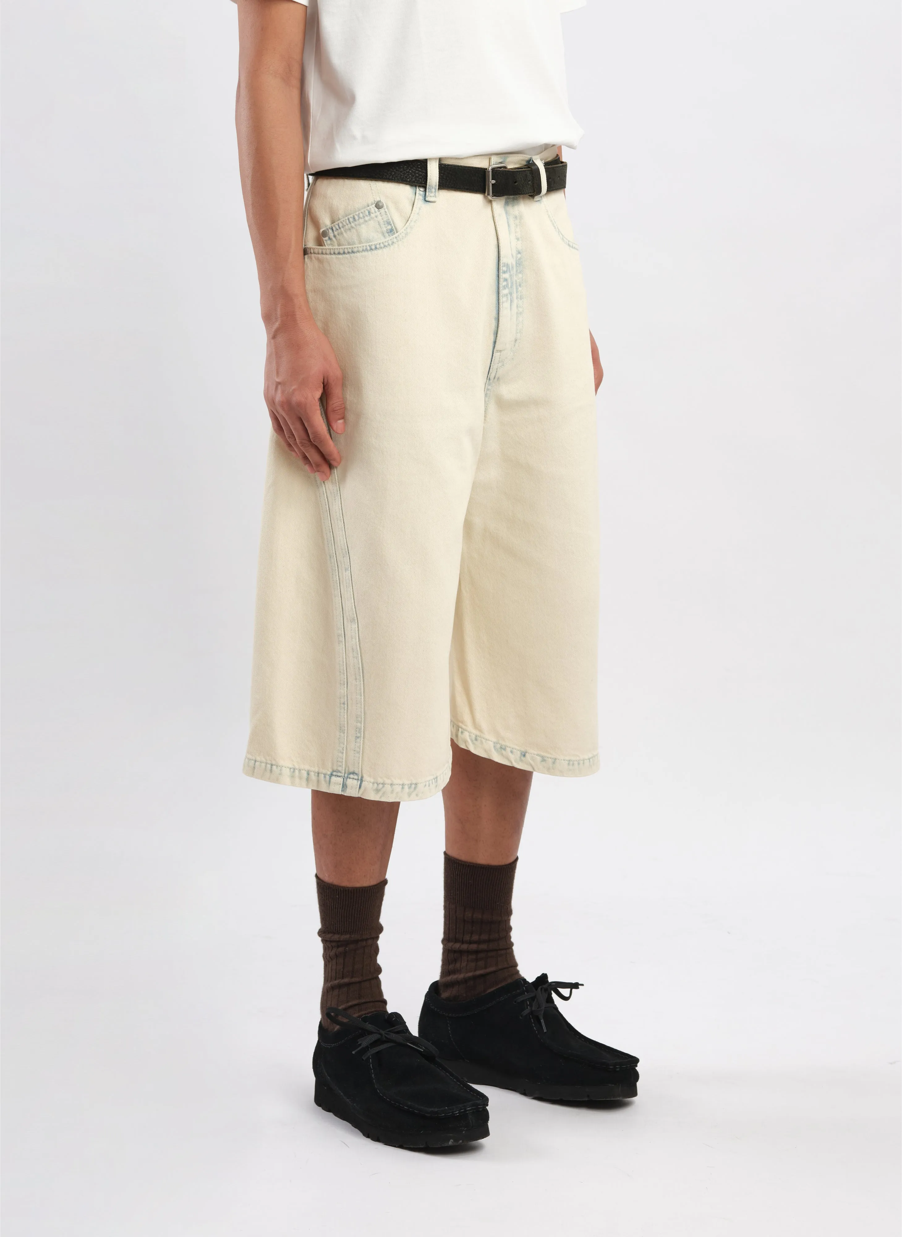 Bleached Wash Cotton Denim Shorts ShrinkResistant