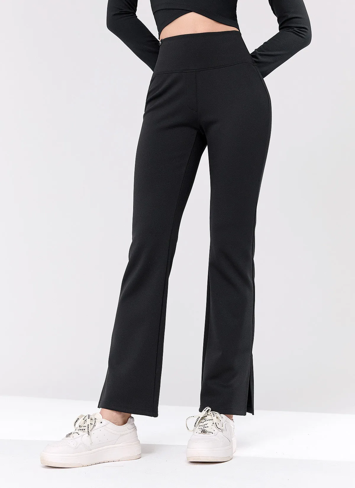 Stretch Formal Bootscut Slit Pants FadeResistant Dye