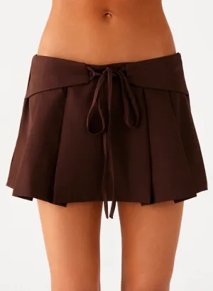 Dance-Party Dalia Dusk Pleated Mini Skirt - Chocolate