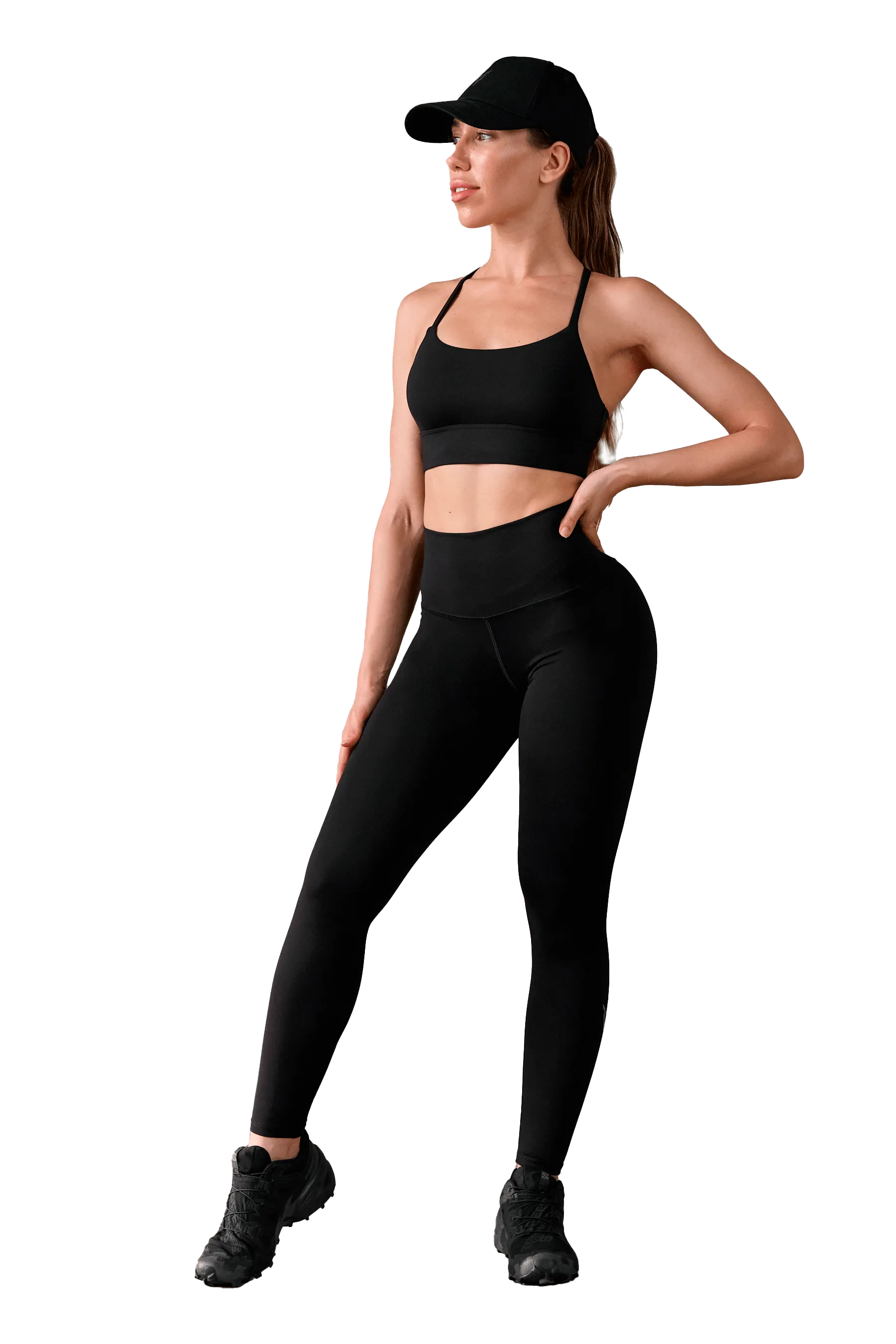 SPORTS BRA LONGLINE - Black Thermal seams Strength training