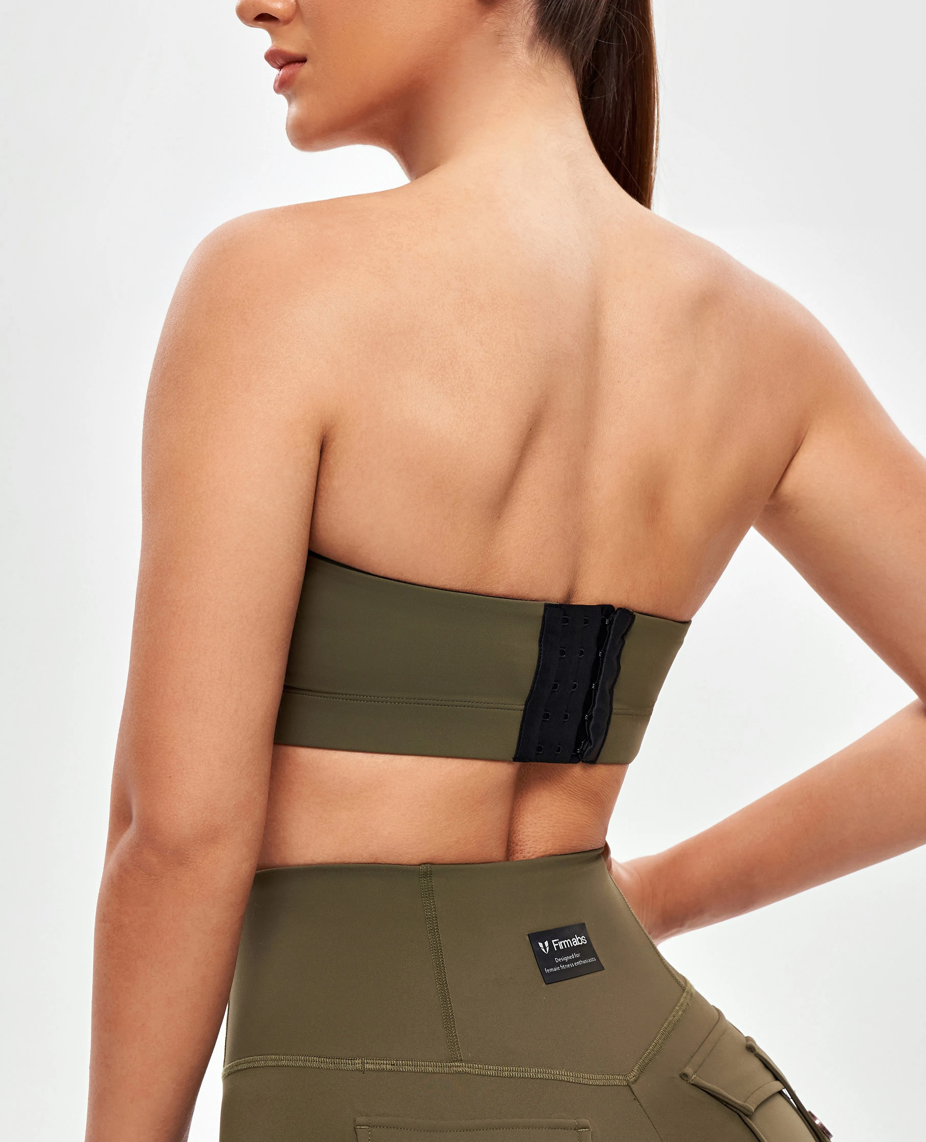Lightweight Structure Strapless Sports Bra - Combat Green