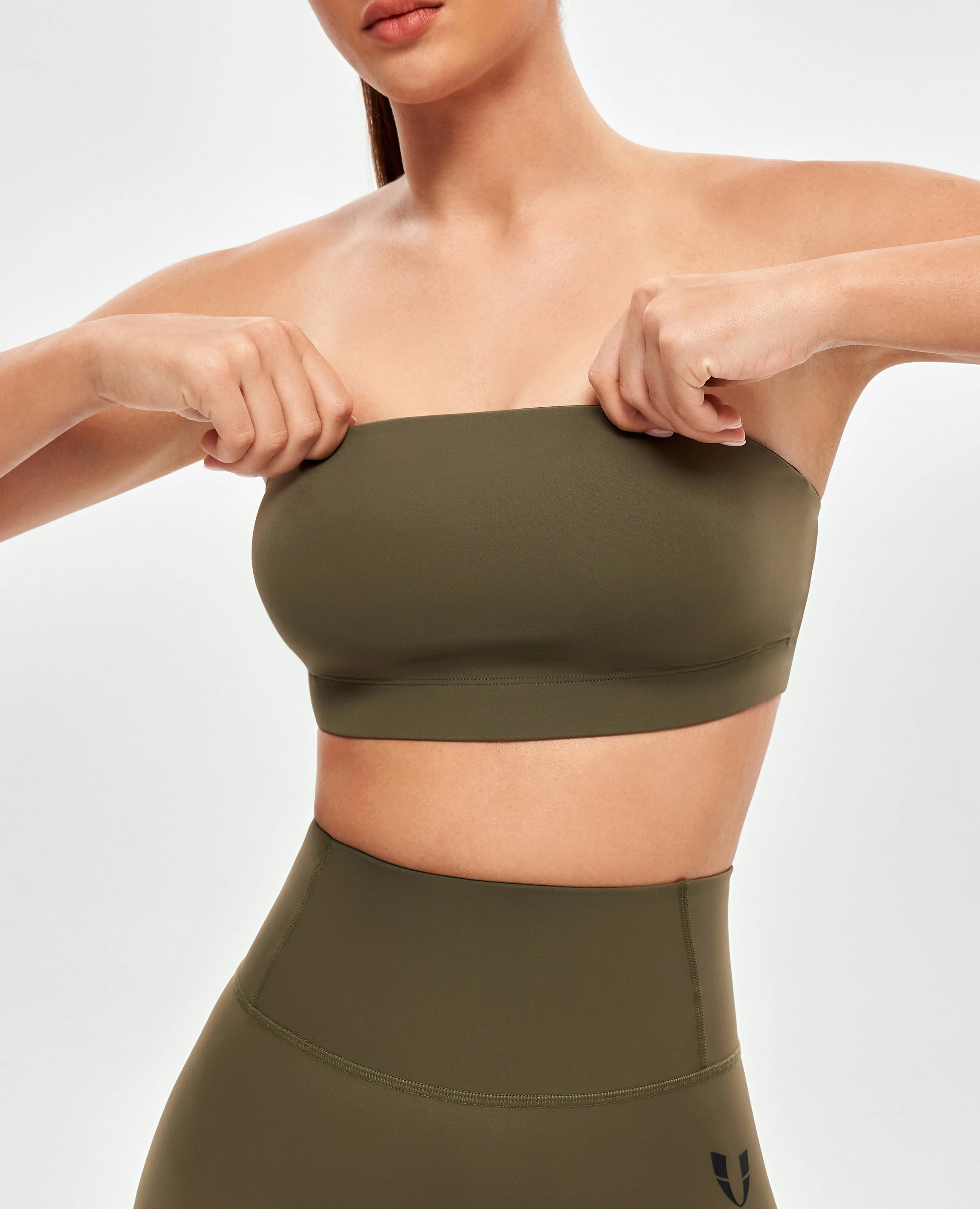 Stretchy Comfort Strapless Sports Bra - Combat Green