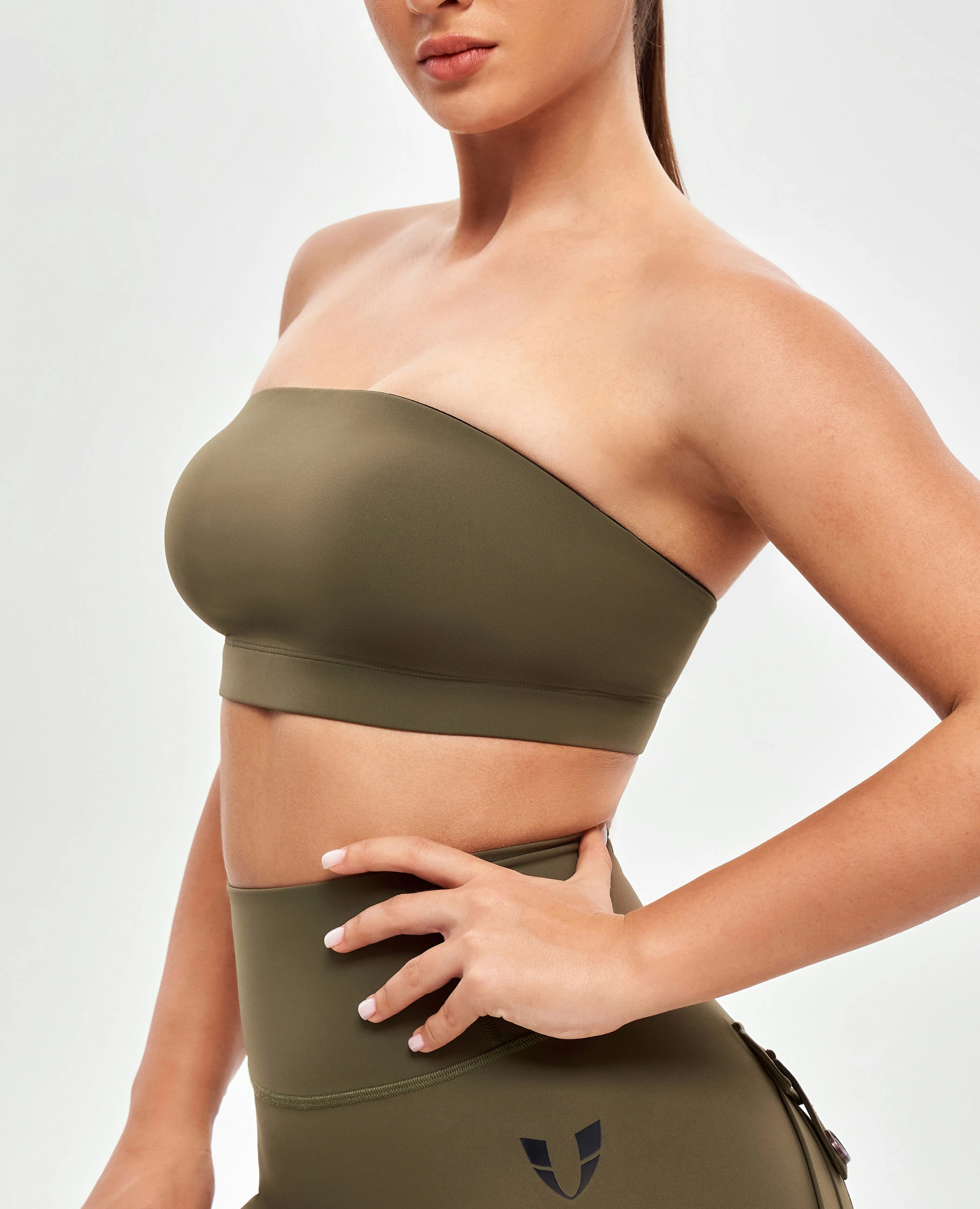 Strapless Sports Bra - Combat Green thermal fabric
