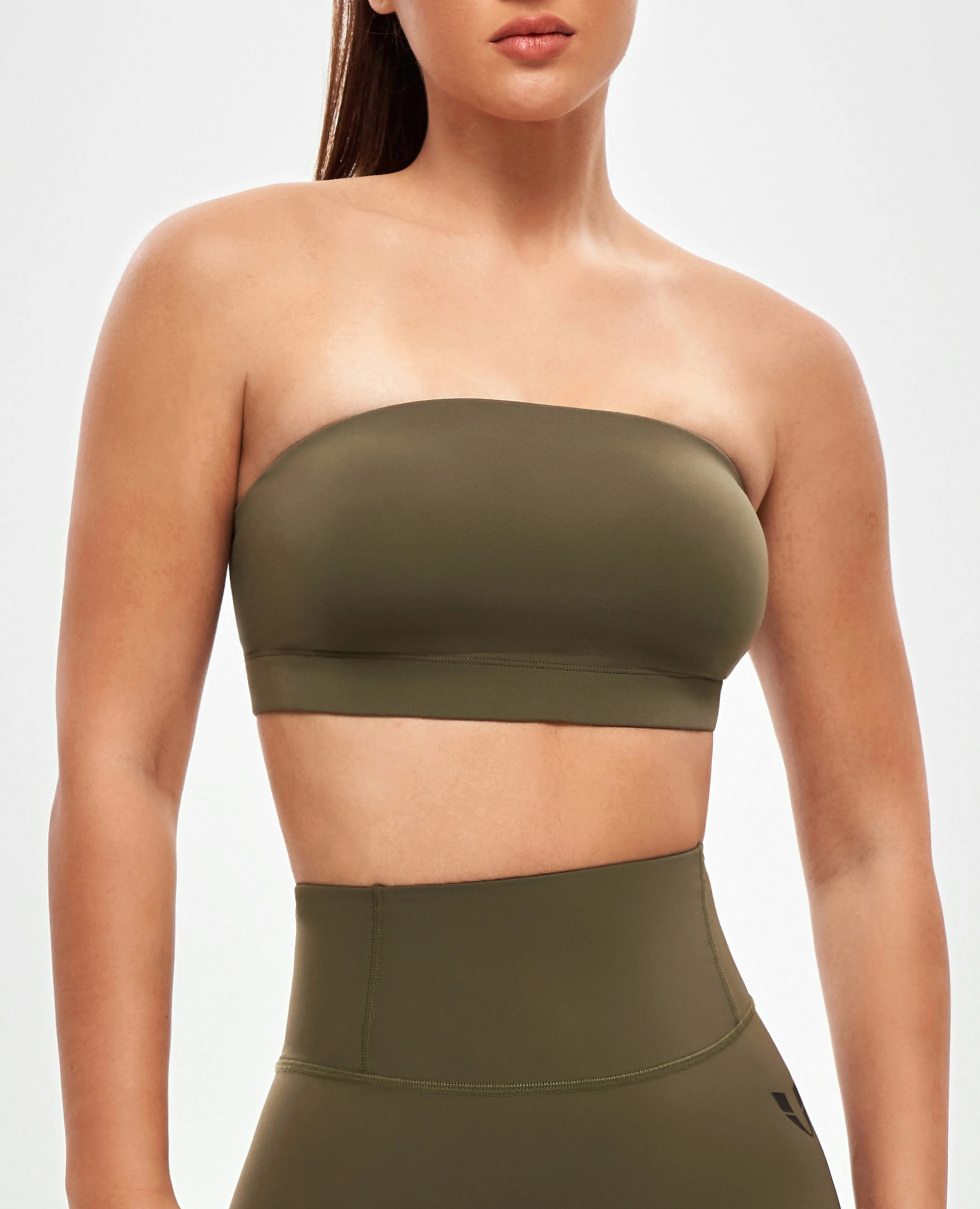 Strapless Sports Bra - Combat Green Regular Fit