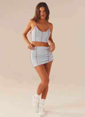 Side Pleats Seasonal Layering Sweet Lovin Knit Mini Skirt - Baby Blue