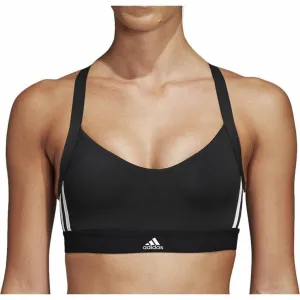 adidas All Me 3 Stripes Womens Sports Bra - Black Lightweight Closure