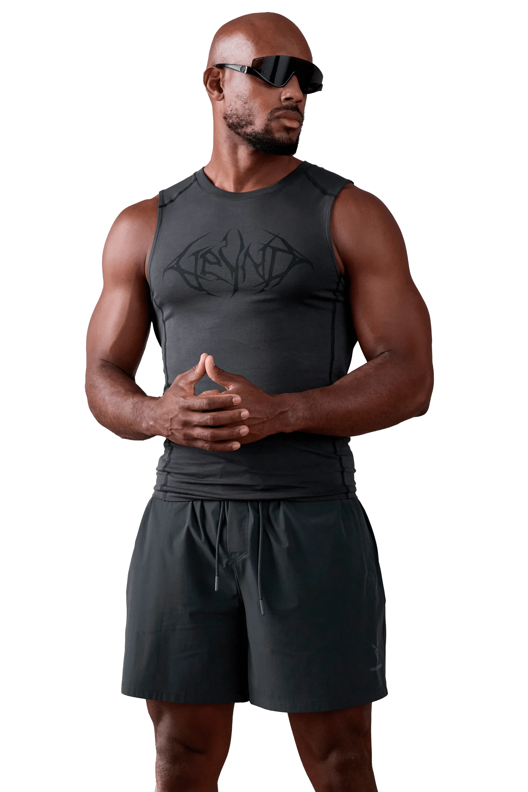 Sleek-Lines Anti Slip Grip Technology TANK BLACK VEINS GRAPHIC - Dark Gray