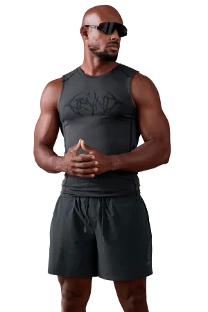 Sleek-Lines Anti Slip Grip Technology TANK BLACK VEINS GRAPHIC - Dark Gray