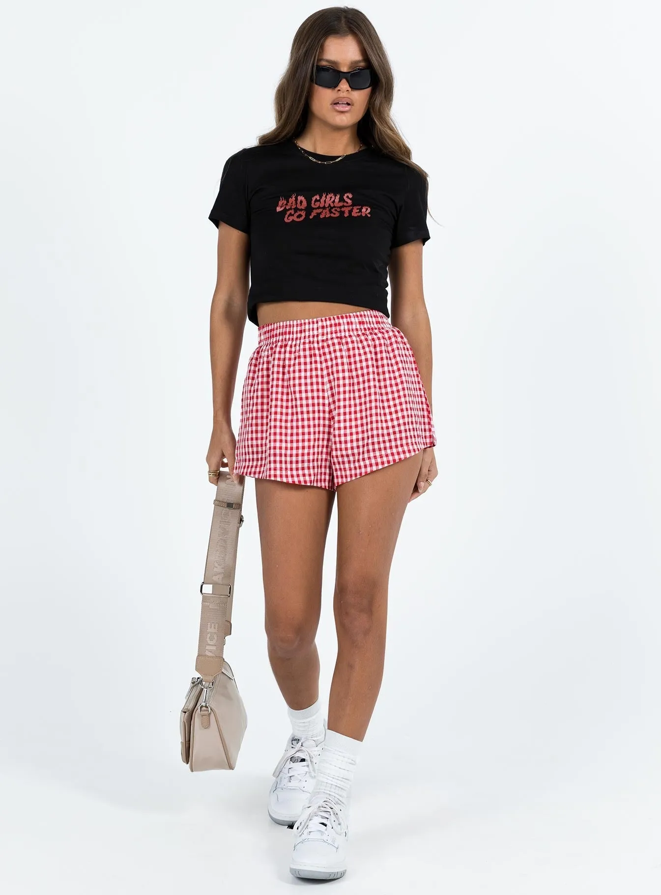 Beach House Shorts Red / White Gingham Petite Denim Cool