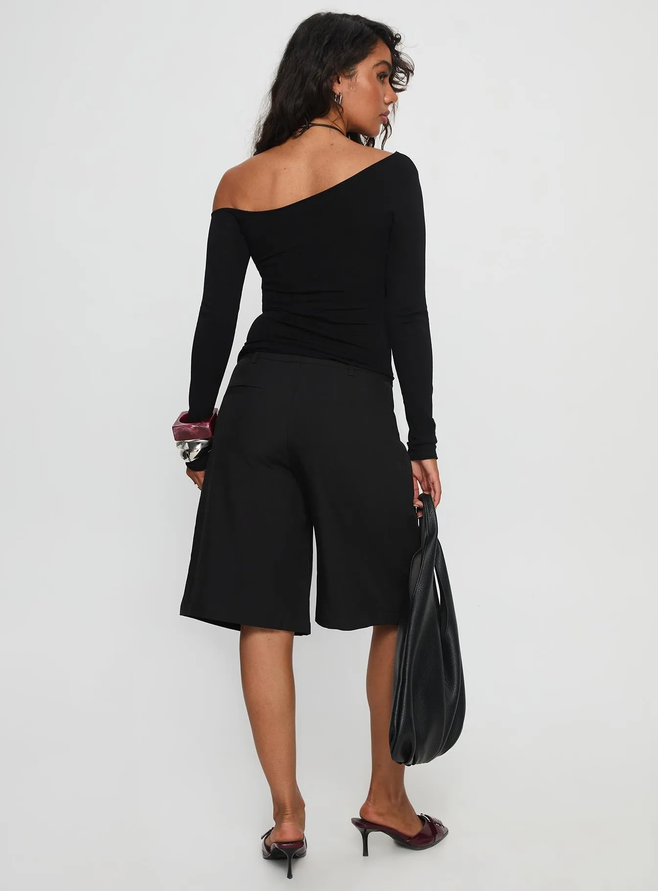 Brynah Pintuck Tailored Short Black NonRestrictive Cut